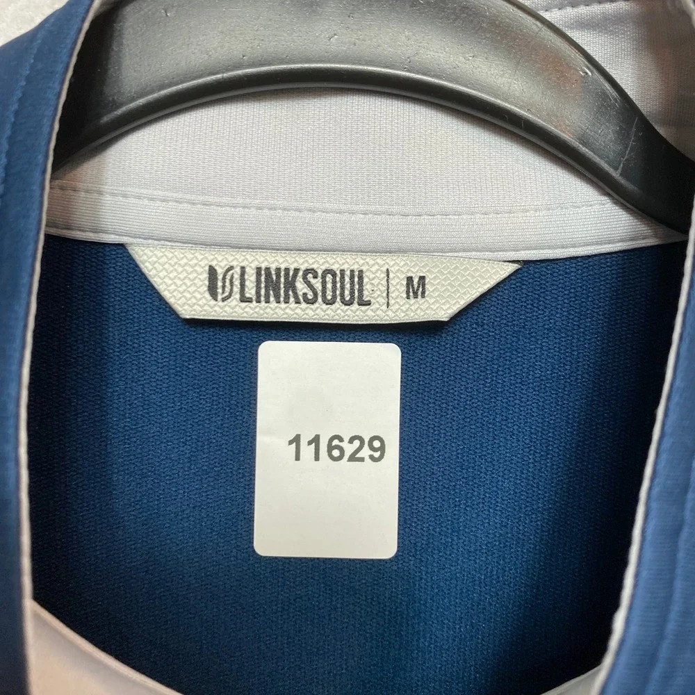 Linksoul LS4156 Pullover Mens Medium Blue Quarter Zip Long Sleeve Performance